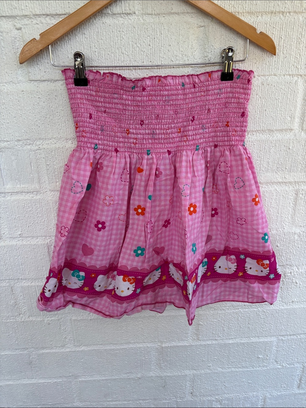 Hello Kitty Pink Gingham Skirt with Character Hem sz 10